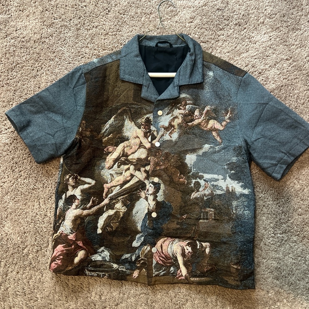 Fashion Nova Artistic Print Casual Shirt - Black and Brown